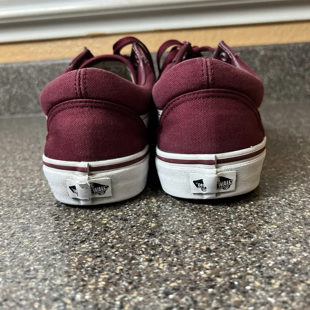 Vans Classic Mens Sz 9.5 Burgundy Canvas Skate Sneaker Shoe Lace Up Low Women 11